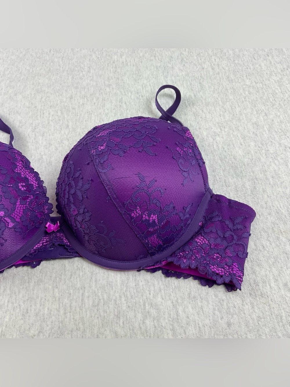 Torrid Push-Up Bra Women’s 42C Floral Lace Underwire Padded Purple and Pink - Picture 4 of 9